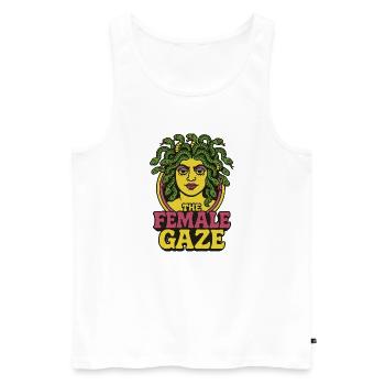 Female Gaze Medusa Portrait - Men's Premium Organic Tank Top - white - Front - AI Model Male 178 light (178cm)