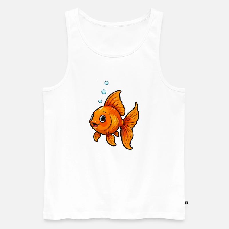 Oranger Goldfisch Comic - Männer Premium Bio Tank Top - Weiß