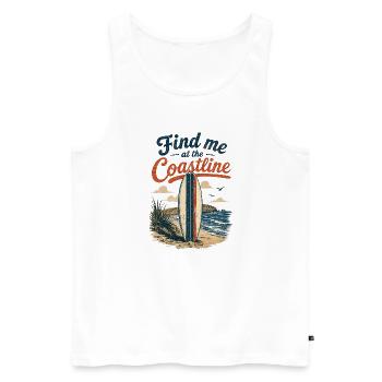 Find me at the Coastline Surfboard - Männer Premium Bio Tank Top - Weiß - Vorne - Michal (187cm)