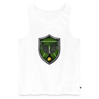 Tennis Shield with Rackets - Men's Premium Organic Tank Top - white - Front - Michal (187cm)