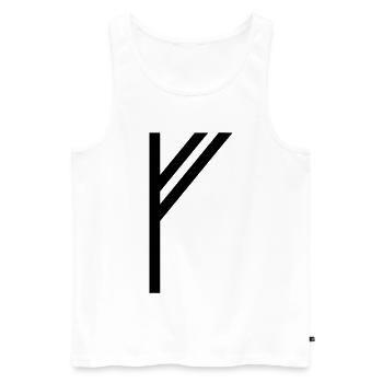 Fehu Rune Black – Viking Futhark Norse - Débardeur bio Premium Homme - blanc - Devant - Michal (187cm)