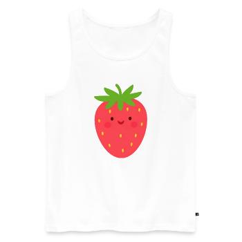 Fraise Kawaii Rouge – Motif de fruits sucrés - Débardeur bio Premium Homme - blanc - Devant - Michal (187cm)