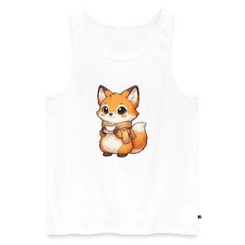 Renard câlin avec thé et écharpe - Débardeur bio Premium Homme - blanc - Devant - Michal (187cm)