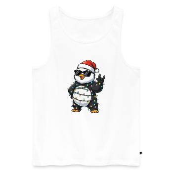 Weihnachten Pinguin Lichterkette Cool Cartoon - Männer Premium Bio Tank Top - Weiß - Vorne - Michal (187cm)