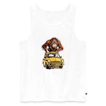 Affe auf dem Taxi Monkey Tours - Männer Premium Bio Tank Top - Weiß - Vorne - Michal (187cm)