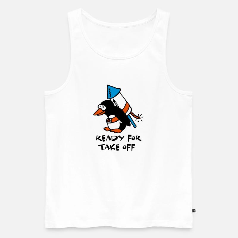 rocket_pinguin_white_c_3c - Männer Premium Bio Tank Top - Weiß