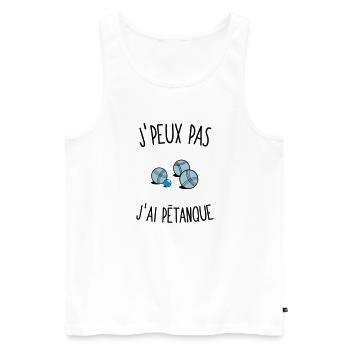 J'peux pas j'ai petanque - Débardeur bio Premium Homme - blanc - Devant - Michal (187cm)