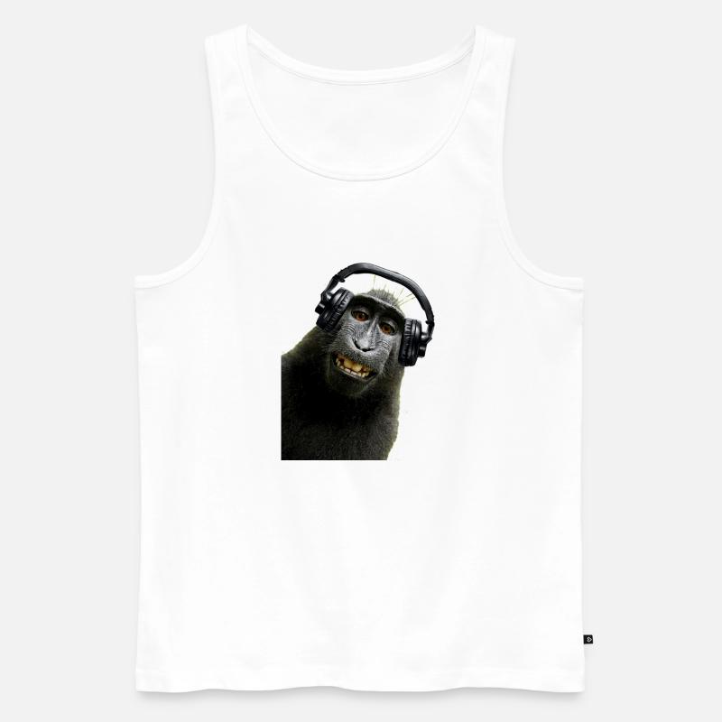 Hemd Monkey Music von Custom - Männer Premium Bio Tank Top - Weiß