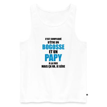 c'est compliqué d'être un bogosse et un papy - Débardeur bio Premium Homme - blanc - Devant - Michal (187cm)