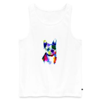 Französische Bulldogge I Der bunte Hund - Männer Premium Bio Tank Top - Weiß - Vorne - AI Model Male 178 light (178cm)