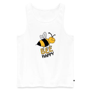 Bee Happy - Men's Premium Organic Tank Top - white - Front - Michal (187cm)