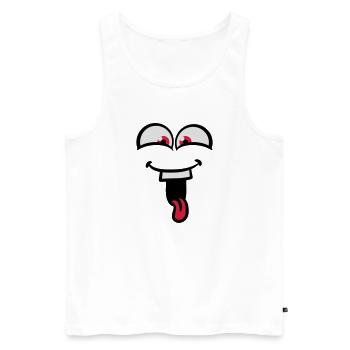 Laughing crazy fun tongue out - Men's Premium Organic Tank Top - white - Front - Michal (187cm)