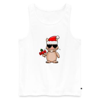 Cooler Weihnachtshase - Männer Premium Bio Tank Top - Weiß - Vorne - Michal (187cm)