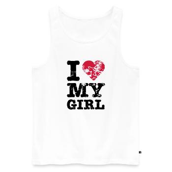 I Love My Girl - Débardeur bio Premium Homme - blanc - Devant - AI Model Male 178 light (178cm)