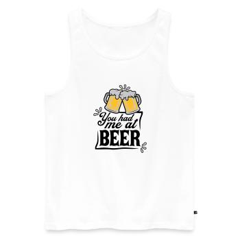 Persuade la bière en disant - Débardeur bio Premium Homme - blanc - Devant - AI Model Male 178 light (178cm)