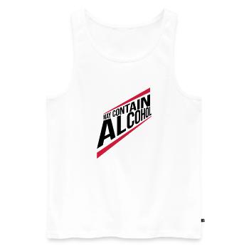 Text May contain alcohol - Men's Premium Organic Tank Top - white - Front - AI Model Male 178 light (178cm)