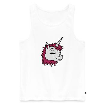 Head happy comic unicorn - Men's Premium Organic Tank Top - white - Front - AI Model Male 178 light (178cm)
