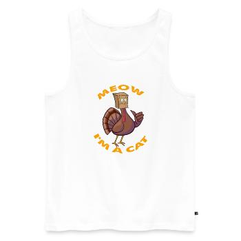 Thanksgiving Drôle de dinde Faux chat Rétro Femmes Hommes - Débardeur bio Premium Homme - blanc - Devant - AI Model Male 178 light (178cm)