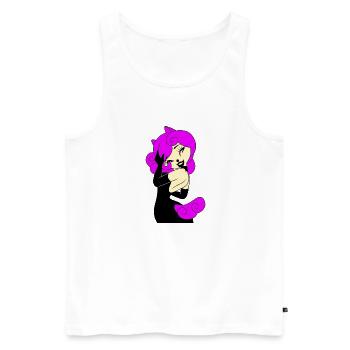 Tshirt Dark Gothic Elegant Cyber Girl Pink 2022 - Men's Premium Organic Tank Top - white - Front - AI Model Male 178 light (178cm)
