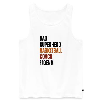basketball coach legend dad superhero vintage text - Men's Premium Organic Tank Top - white - Front - Michal (187cm)
