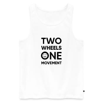 HappyBike - Two Wheels One Movement - black - Männer Premium Bio Tank Top - Weiß - Vorne - Michal (187cm)