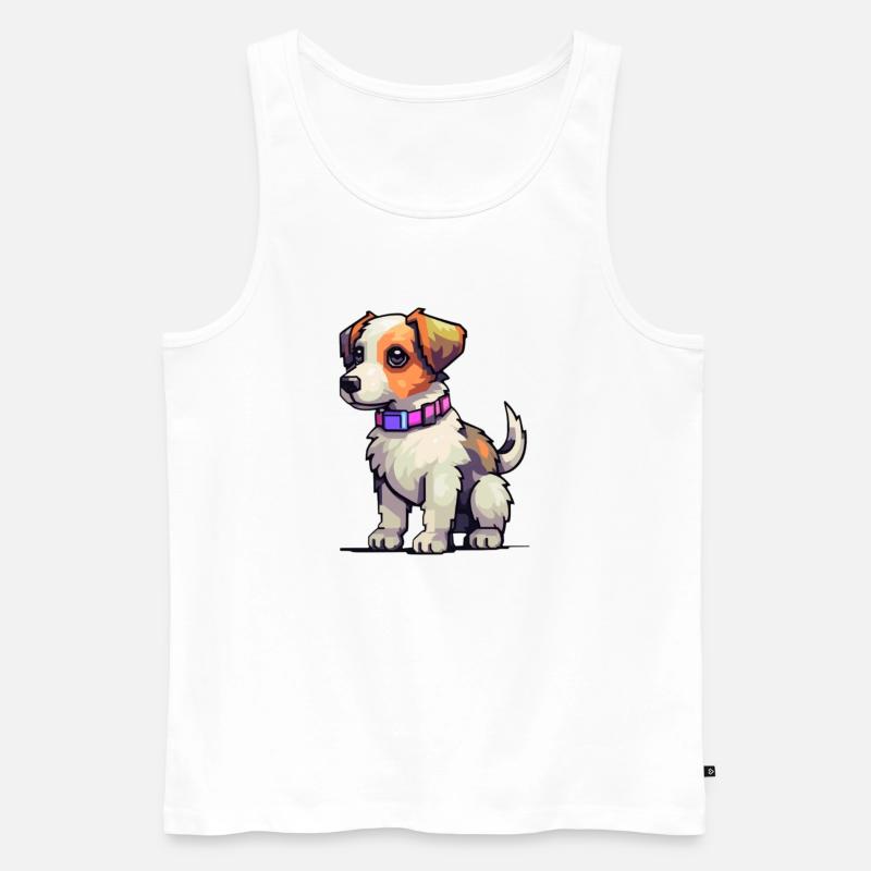 Hündchen - Männer Premium Bio Tank Top - Weiß