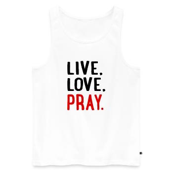 pray - Men's Premium Organic Tank Top - white - Front - AI Model Male 178 light (178cm)