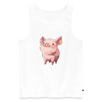 Schweinchen Piggy - Men's Premium Organic Tank Top - white - Front - Michal (187cm)