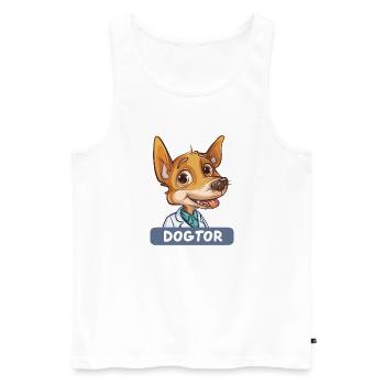 Dessin animé Chihuahua Médecin avec un sourire mignon - Débardeur bio Premium Homme - blanc - Devant - Michal (187cm)