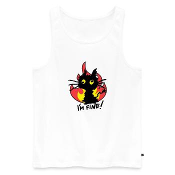 Burning Cat Je suis Fine Humour - Débardeur bio Premium Homme - blanc - Devant - Michal (187cm)