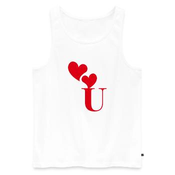 Letter u red heart - Men's Premium Organic Tank Top - white - Front - Michal (187cm)