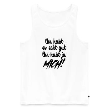 Lustiger Spruch Bild Witzig Humor Geschenkidee - Männer Premium Bio Tank Top - Weiß - Vorne - Michal (187cm)