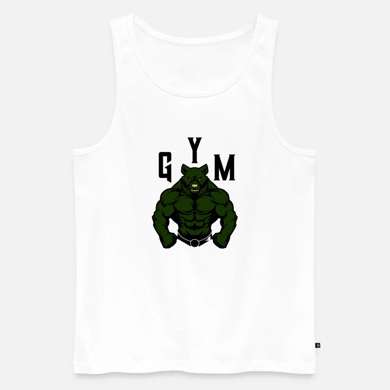 bär comic gym beast - Männer Premium Bio Tank Top - Weiß