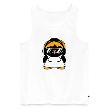 Pingouin DJ Fille Robe Femme Casque Lunettes de soleil - Débardeur bio Premium Homme - blanc - Devant - Michal (187cm)