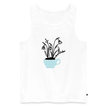 Schneeglöckchen in Tasse - Männer Premium Bio Tank Top - Weiß - Vorne - Michal (187cm)