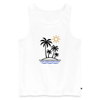 Palmiers d’été de l’île - Débardeur bio Premium Homme - blanc - Devant - Michal (187cm)