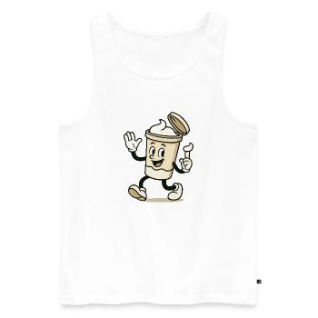Tasse à glace bande dessinée - Débardeur bio Premium Homme - blanc - Devant - AI Model Male 178 light (178cm)