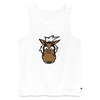 Pferd Ängstlich Komisch Lustige Grimasse Cartoon - Männer Premium Bio Tank Top - Weiß - Vorne - Michal (187cm)