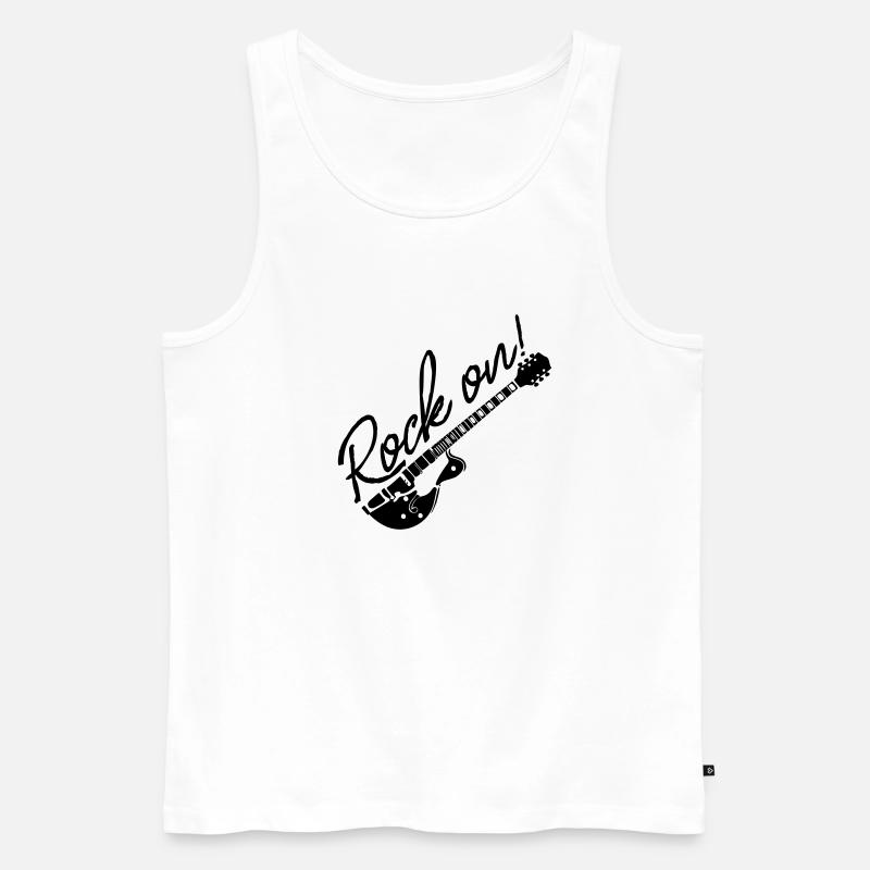 Rock On mit Gitarre - Männer Premium Bio Tank Top - Weiß