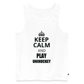Unihockey - Männer Premium Bio Tank Top - Weiß - Vorne - Michal (187cm)