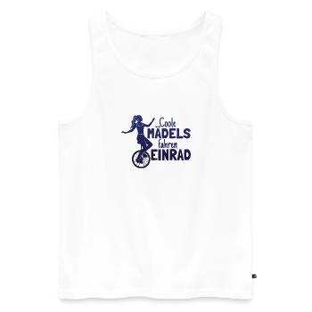 Einradfahrerin Coole Mädels Fahren Einrad - Männer Premium Bio Tank Top - Weiß - Vorne - Michal (187cm)