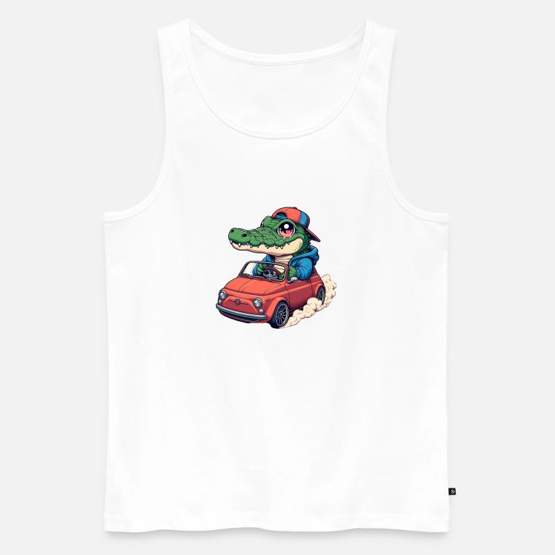 Krokodil-Auto - Männer Premium Bio Tank Top - Weiß