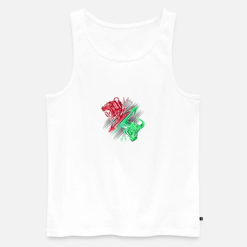Bär vs Stier - Männer Premium Bio Tank Top - Weiß