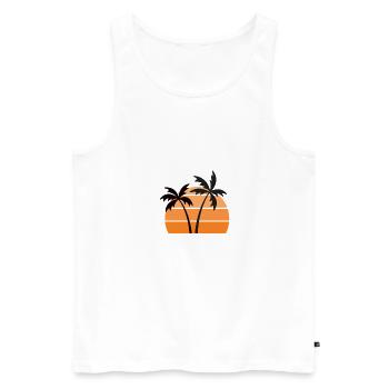 Palmiers Soleil d’été - Débardeur bio Premium Homme - blanc - Devant - Michal (187cm)