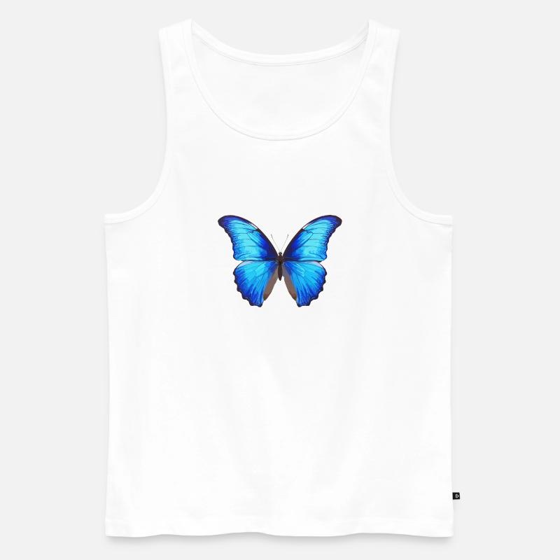 Blauer Morpho-Schmetterling - Männer Premium Bio Tank Top - Weiß