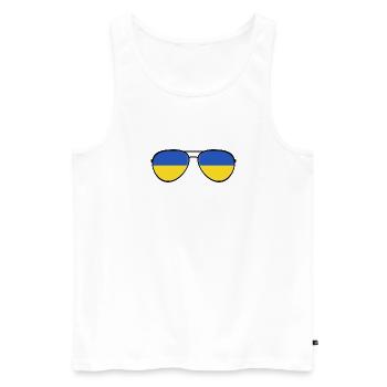 Ukraine Ukraina Slava Ukraine Sunglasses Flag - Men's Premium Organic Tank Top - white - Front - AI Model Male 178 light (178cm)