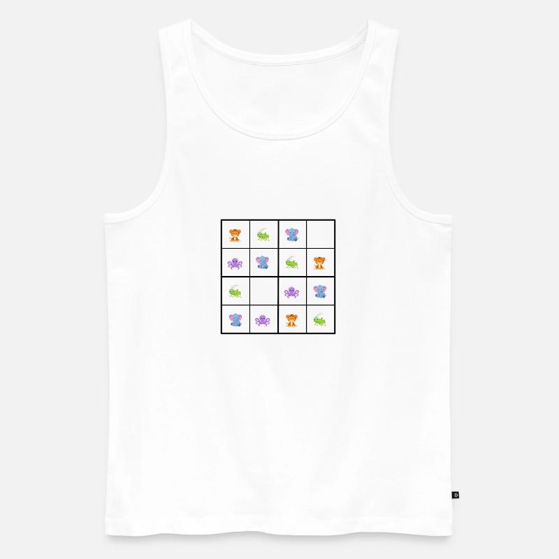Tier-Sudoku - Männer Premium Bio Tank Top - Weiß