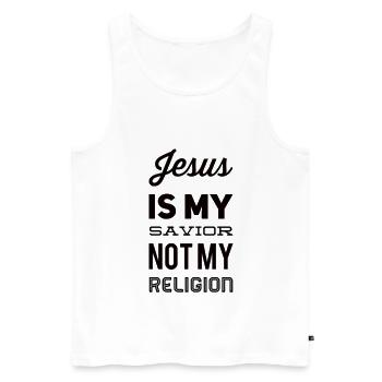 Jesus Is My Savior Not My Religion - Männer Premium Bio Tank Top - Weiß - Vorne - AI Model Male 178 light (178cm)