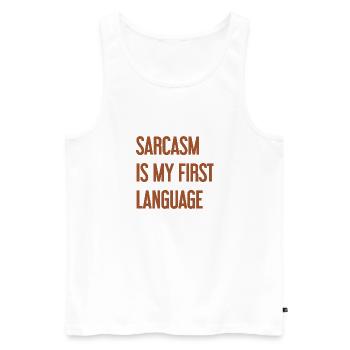Sarkasmus-Profi - Männer Premium Bio Tank Top - Weiß - Vorne - Michal (187cm)