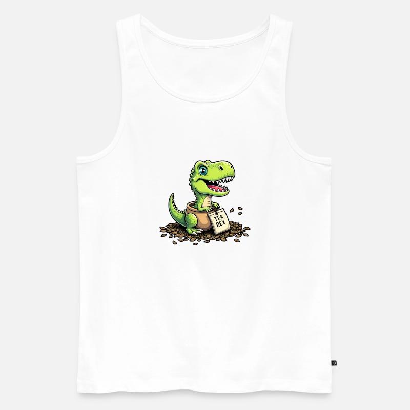 Tea Rex Dinosaurier Tee - Männer Premium Bio Tank Top - Weiß